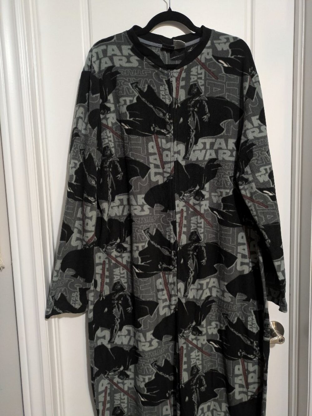 Star Wars Fleece Darth Vader Onesie Front Zipper Grey/Black (XL)